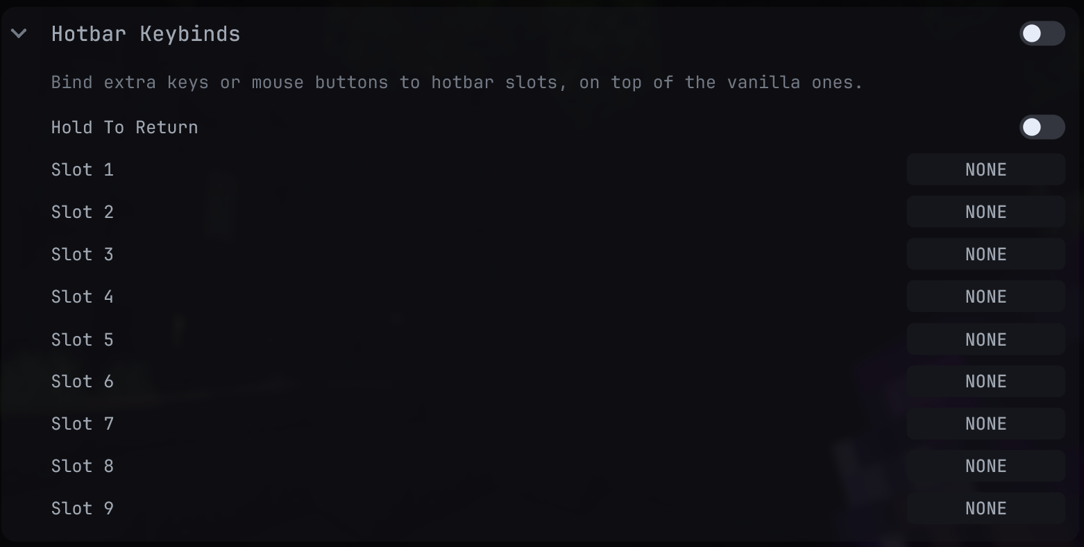 Hotbar Keybinds settings