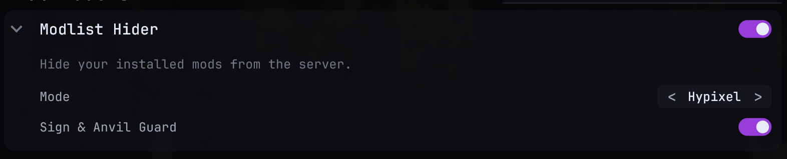 Modlist Hider settings