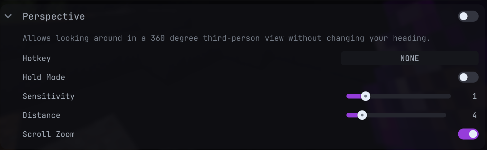 Perspective settings
