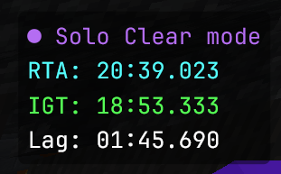 Solo Clears indicator and timer in game
